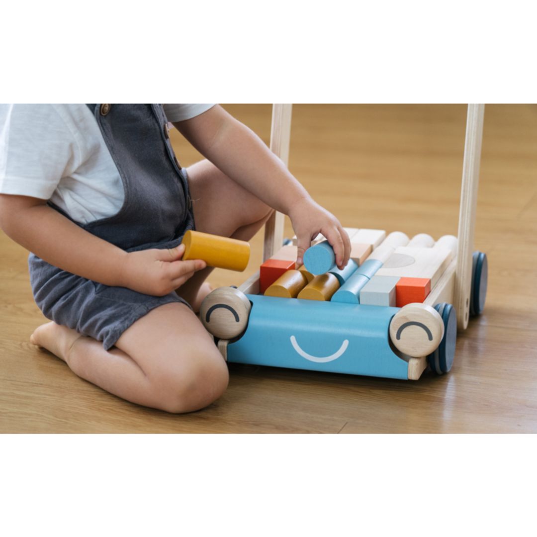 Wooden Baby Walker + Block Set - Orchard