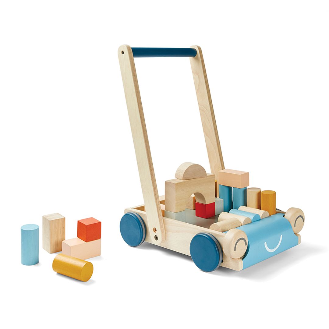 Wooden Baby Walker + Block Set - Orchard