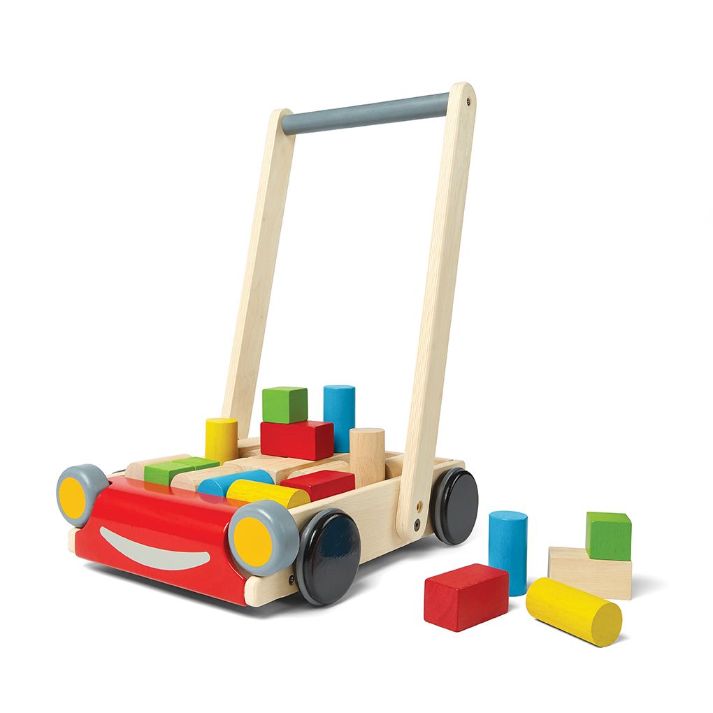 Wooden Baby Walker + Block Set