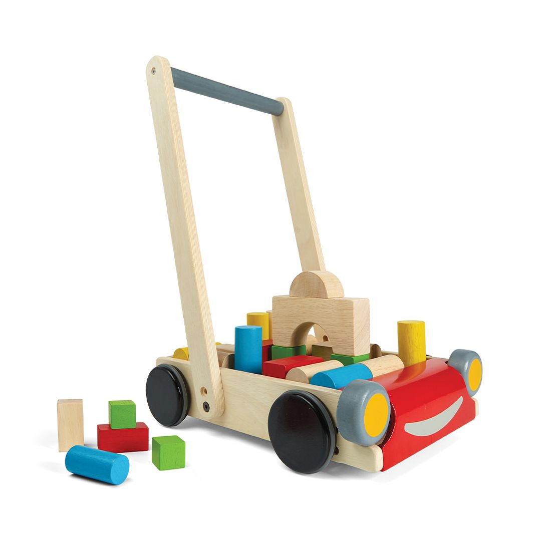 Wooden Baby Walker + Block Set