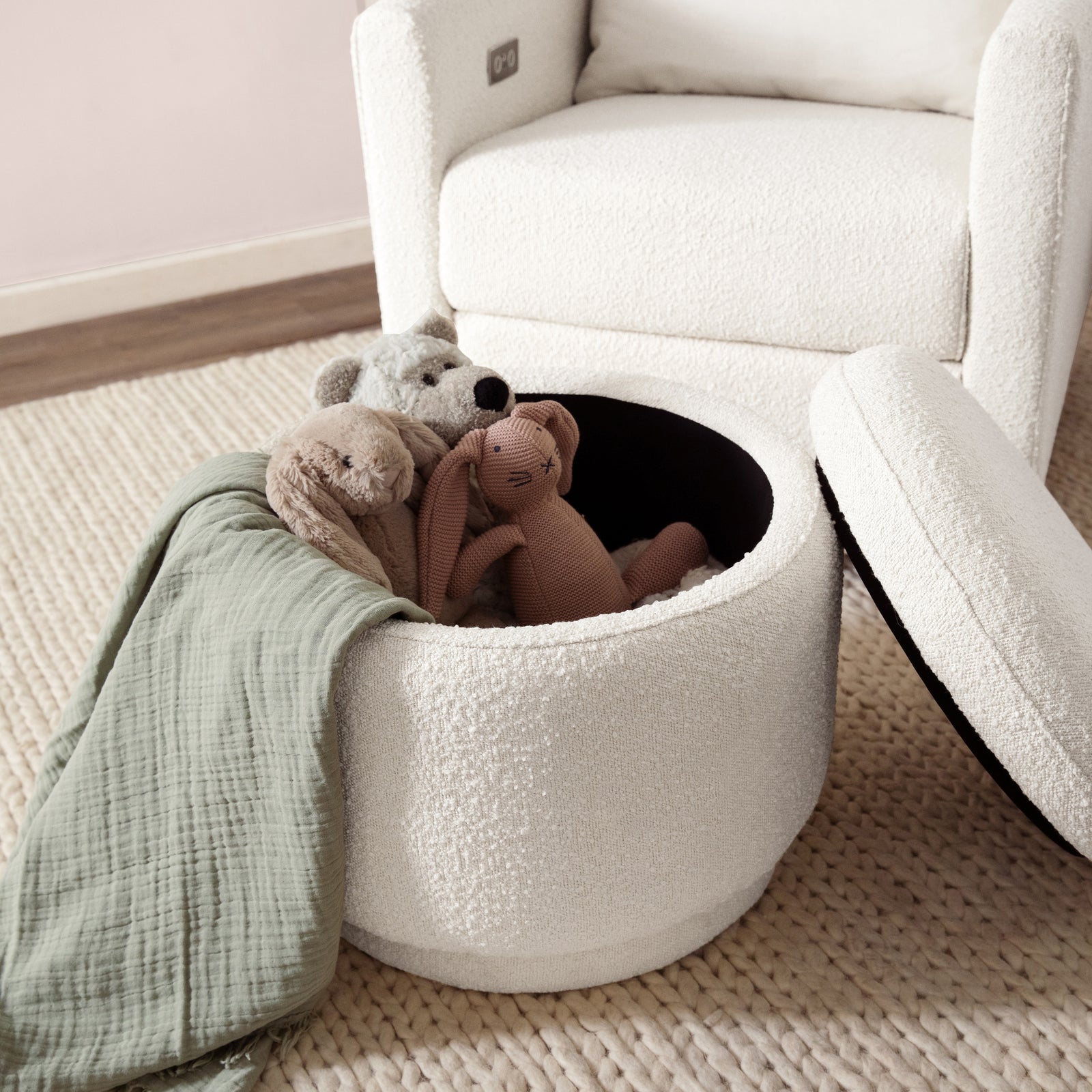 Enoki Storage Ottoman in Boucle - Project Nursery