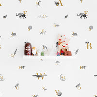 Alphabet Pattern Wallpaper with Illustrations - Project Nursery