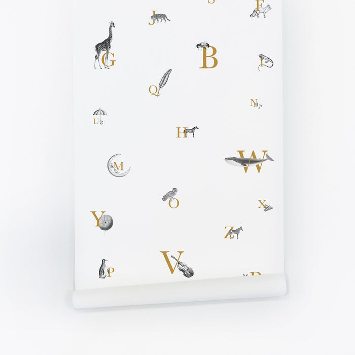 Alphabet Pattern Wallpaper with Illustrations - Project Nursery