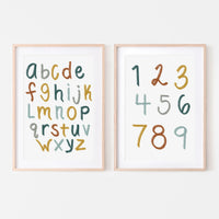 Retro Boys Alphabet + Numbers Art Print - Set of 2 - Project Nursery