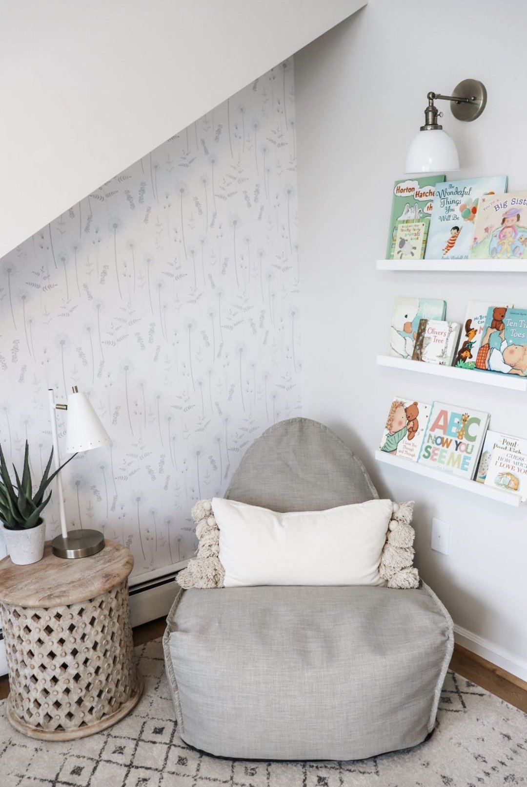 Gray Botanical Wildflower Wallpaper - Project Nursery