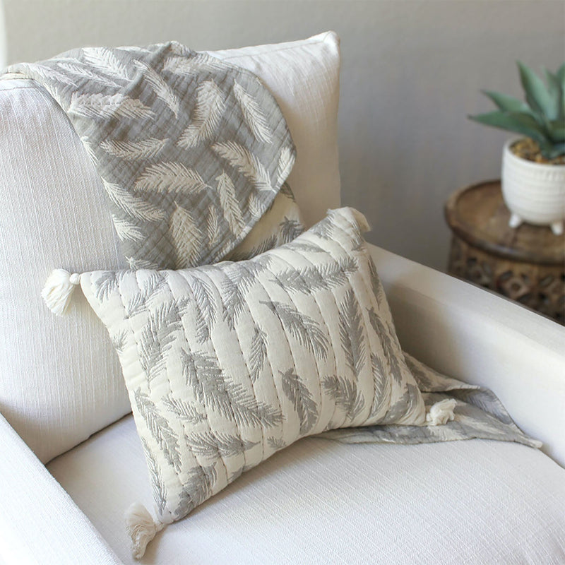 Grey Feather Jacquard Pillow - Project Nursery