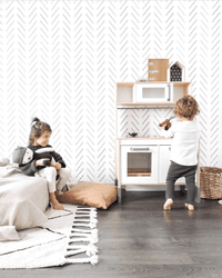 Black Delicate Herringbone Baby Room Wallpaper - Project Nursery