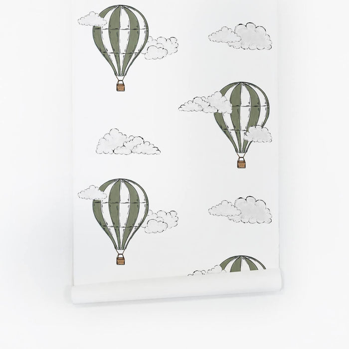 Khaki Green Air Balloon Wallpaper - Project Nursery