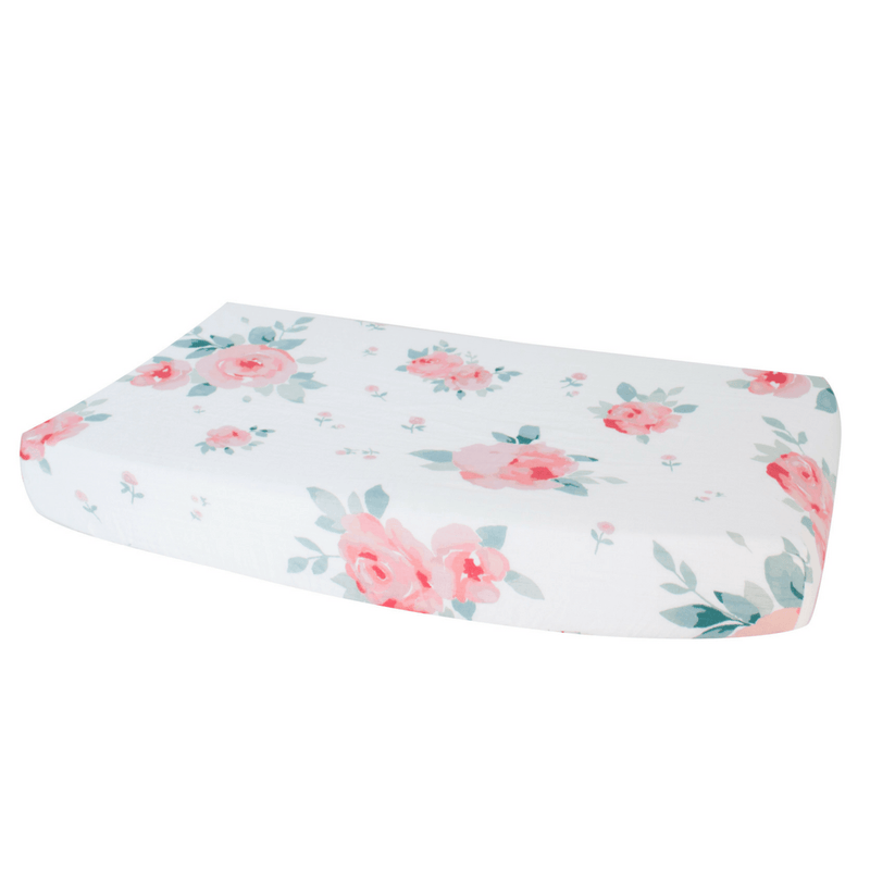 Rosy Luxury Muslin Changing Pad Cover - Project Nursery