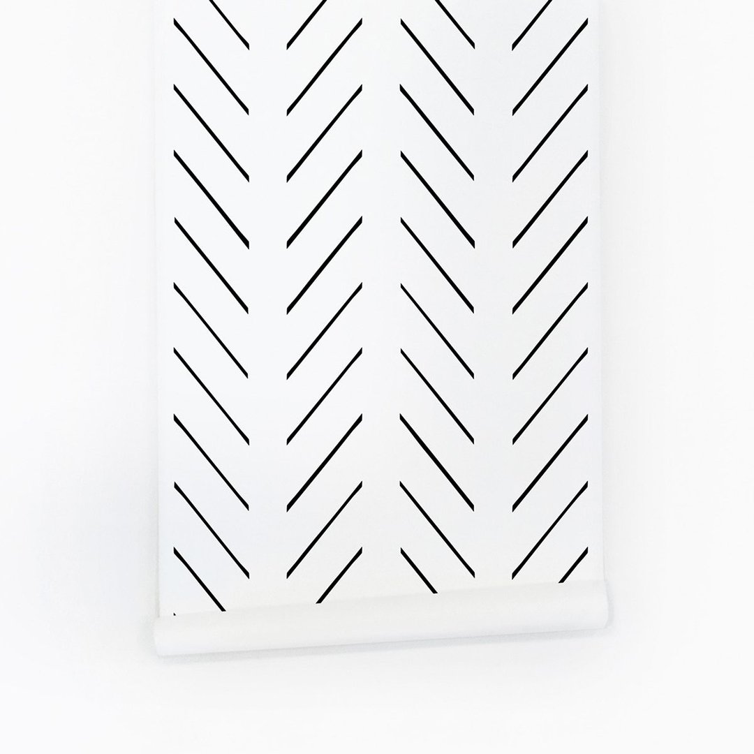 Black Delicate Herringbone Kids Room Wallpaper Roll View- Project Nursery