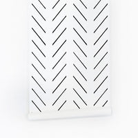Black Delicate Herringbone Kids Room Wallpaper Roll View- Project Nursery