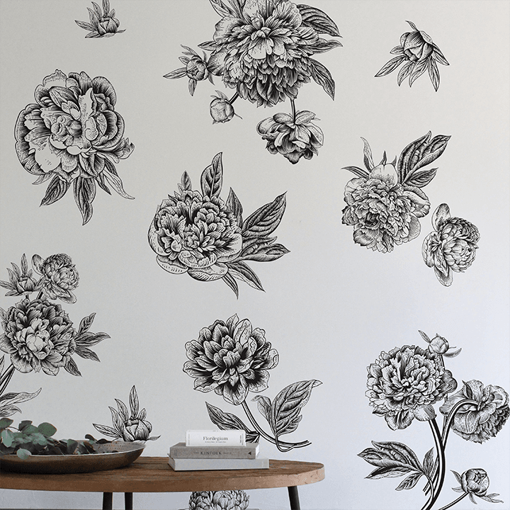 Black + White Flower Wall Decals