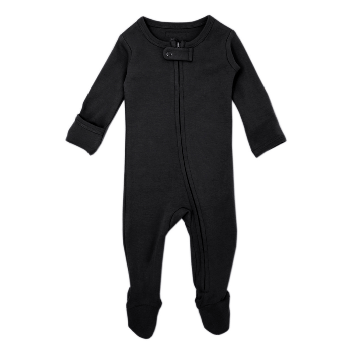 Organic Zipper Footed Overall - Black - Project Nursery