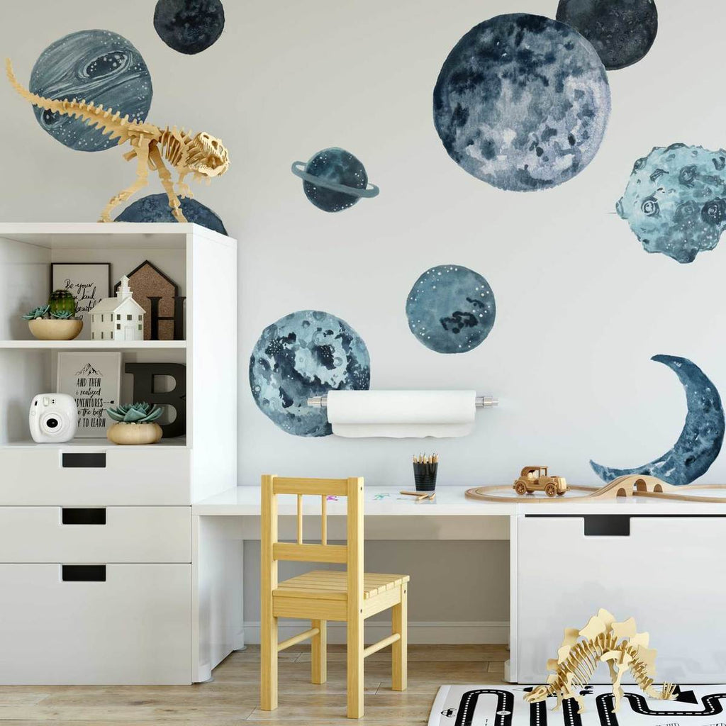 Blue Planets Wall Decal Set