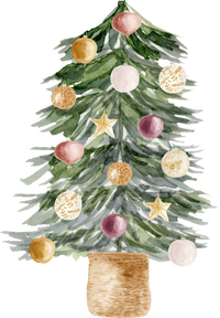Claus Holiday Christmas Tree Individual Wall Decal