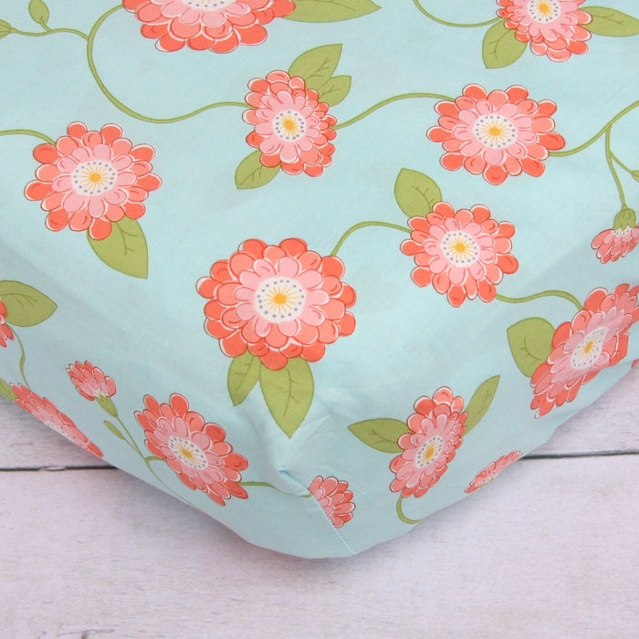 Coral Floral Crib Sheet - Project Nursery