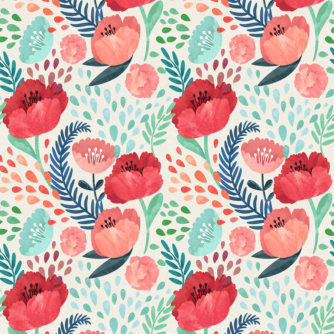 Large flower background, Poppy Wallpaper Mural in Crimson - Project Nursery