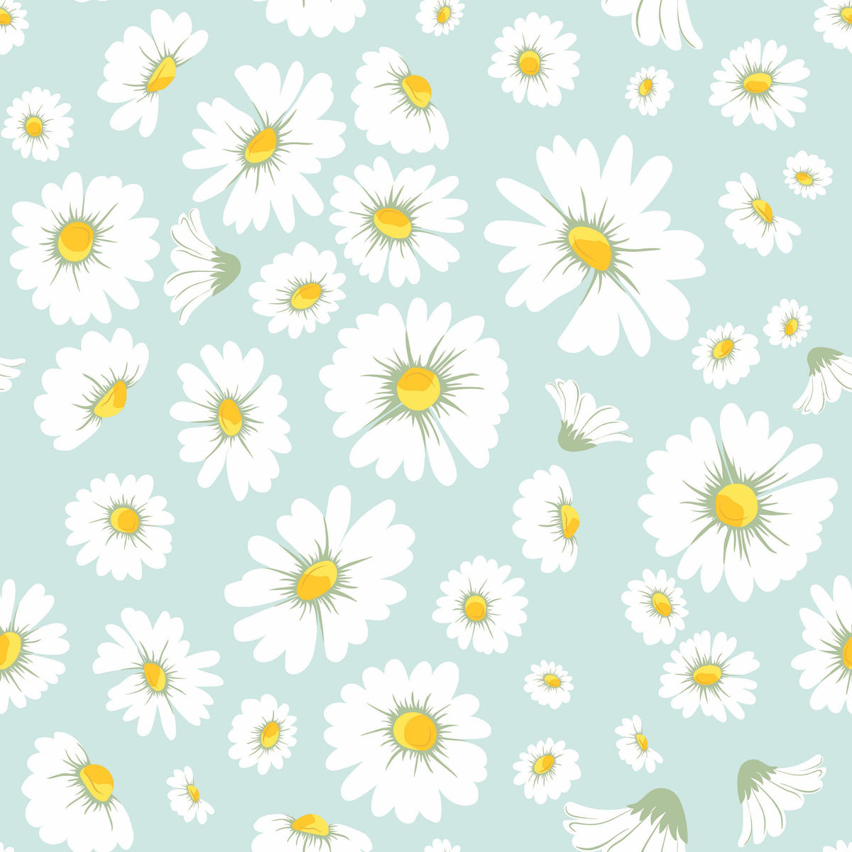 Daisy Print White Floral Wrapping Paper - 20 Sheets
