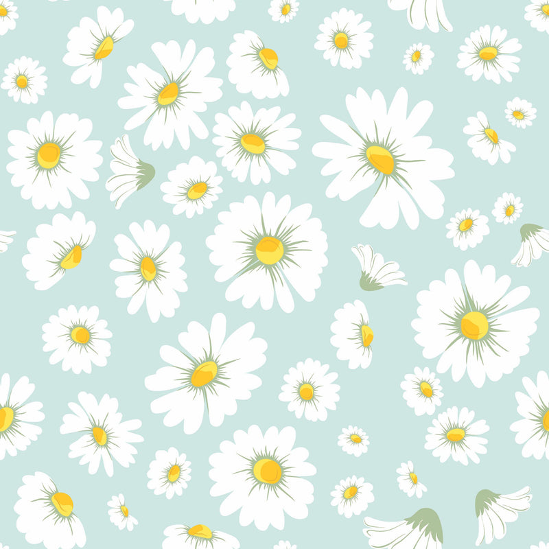 Skyblur Floral Peel and Stick Wallpaper White Daisy Flower Contact