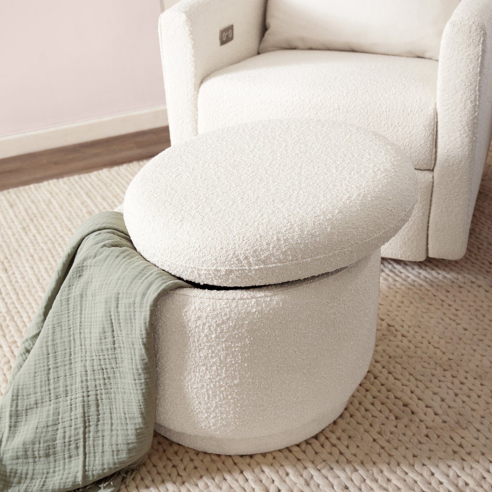 Enoki Storage Ottoman in Boucle - Project Nursery