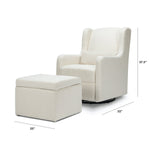 Adrian Swivel Glider with Storage Ottoman in Ivory Boucle fabric - Project Nursery