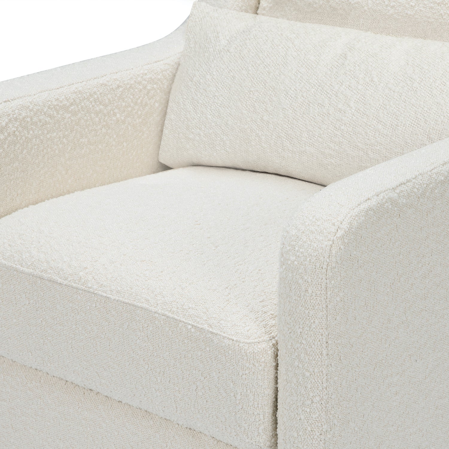 Adrian Swivel Glider with Storage Ottoman in Ivory Boucle fabric - Project Nursery