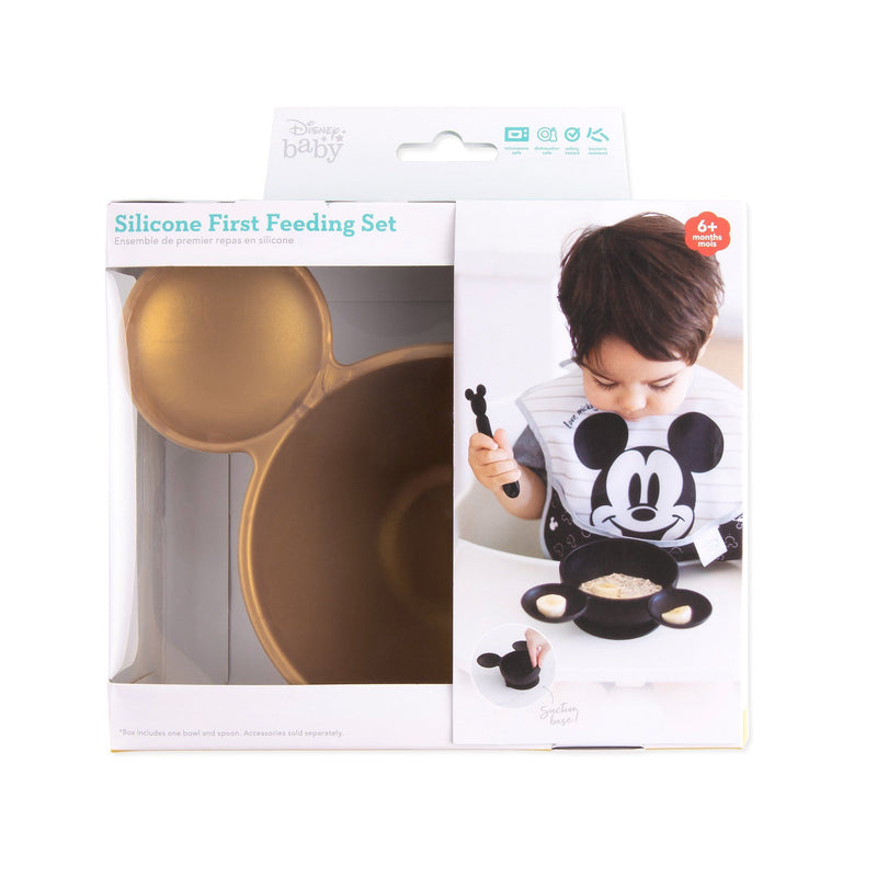 Mickey Mouse Silicone First Feeding Set - Gold - Project Nursery