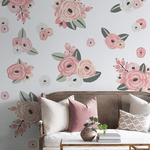 Faded Pink Graphic Flower Wall Decal Set