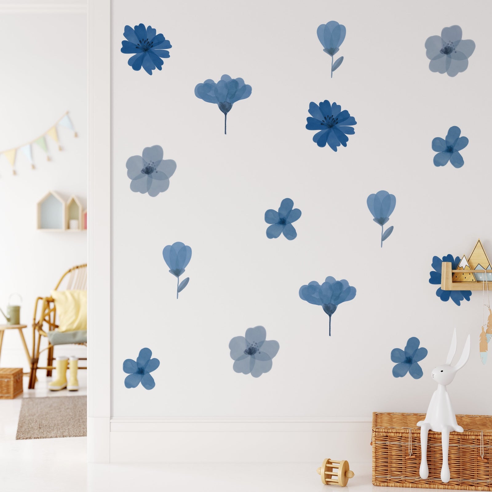 Flowery Wall Decals - Blue