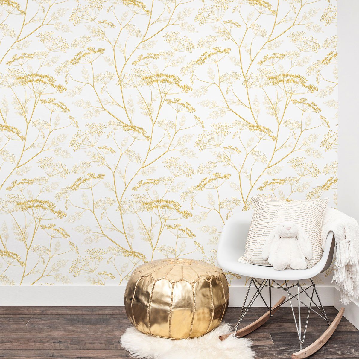Golden Yellow Botanical Wildflower Wallpaper - Project Nursery