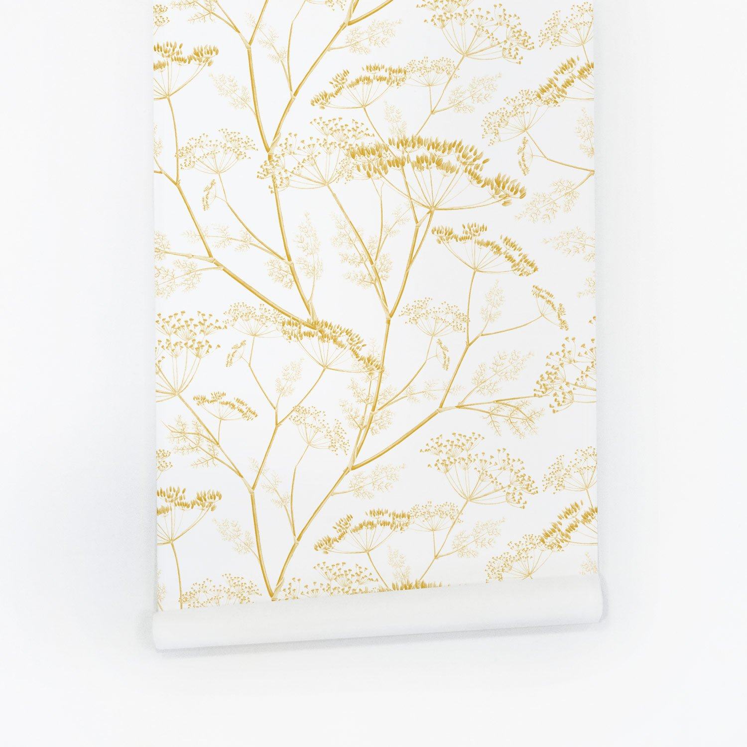 Golden Yellow Botanical Wildflower Wallpaper - Project Nursery