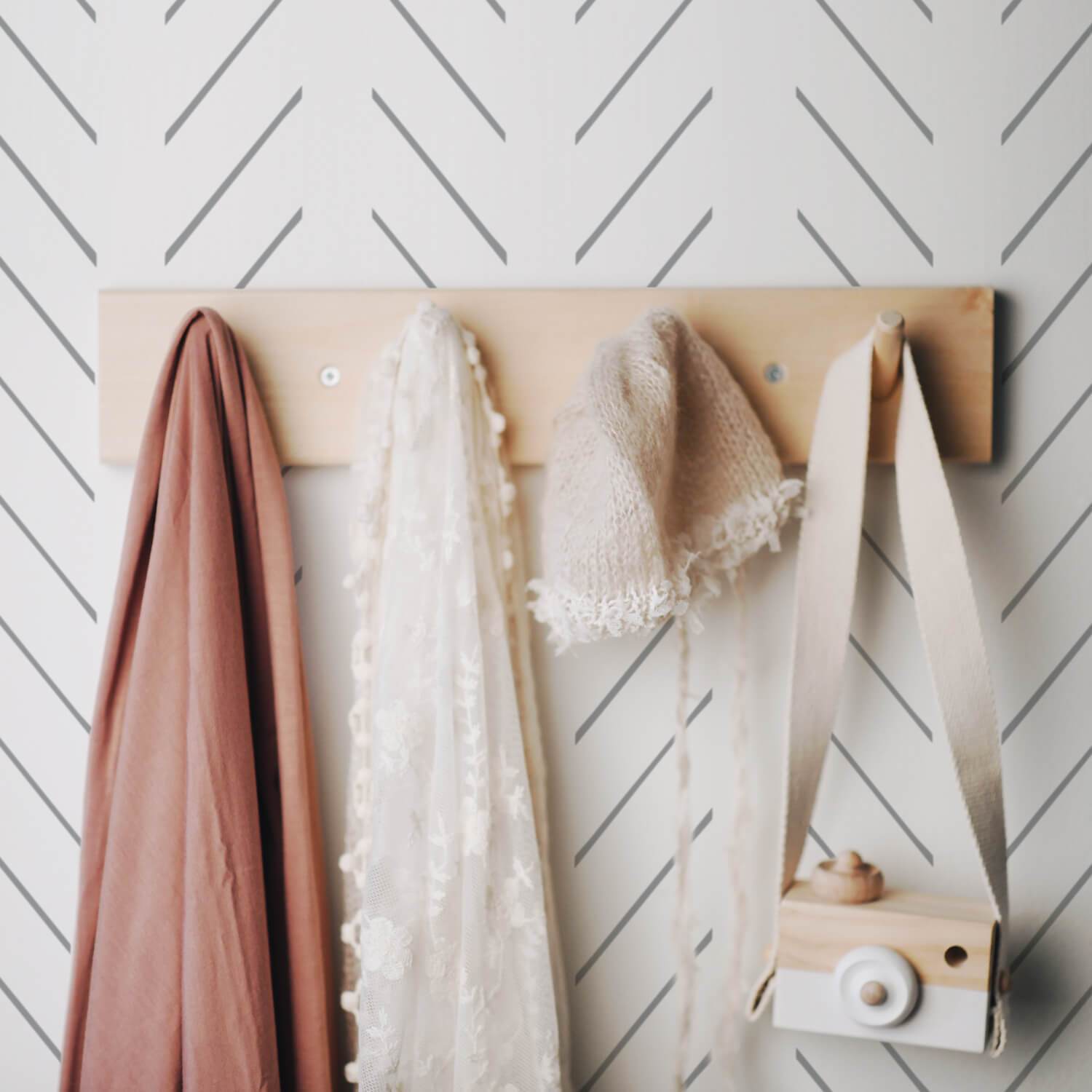 Gray Delicate Herringbone Wallpaper - Project Nursery