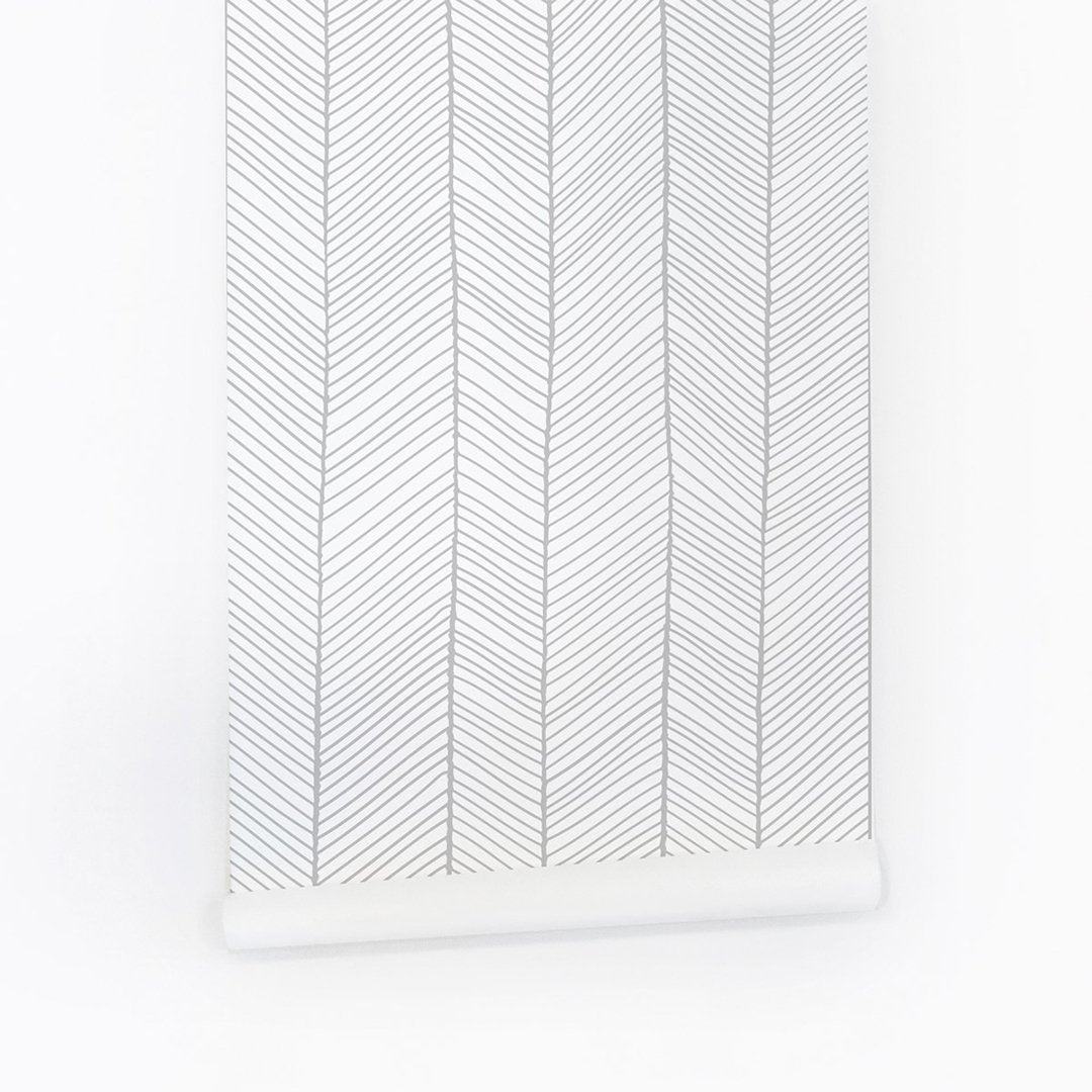 Gray Herringbone Wallpaper - Project Nursery