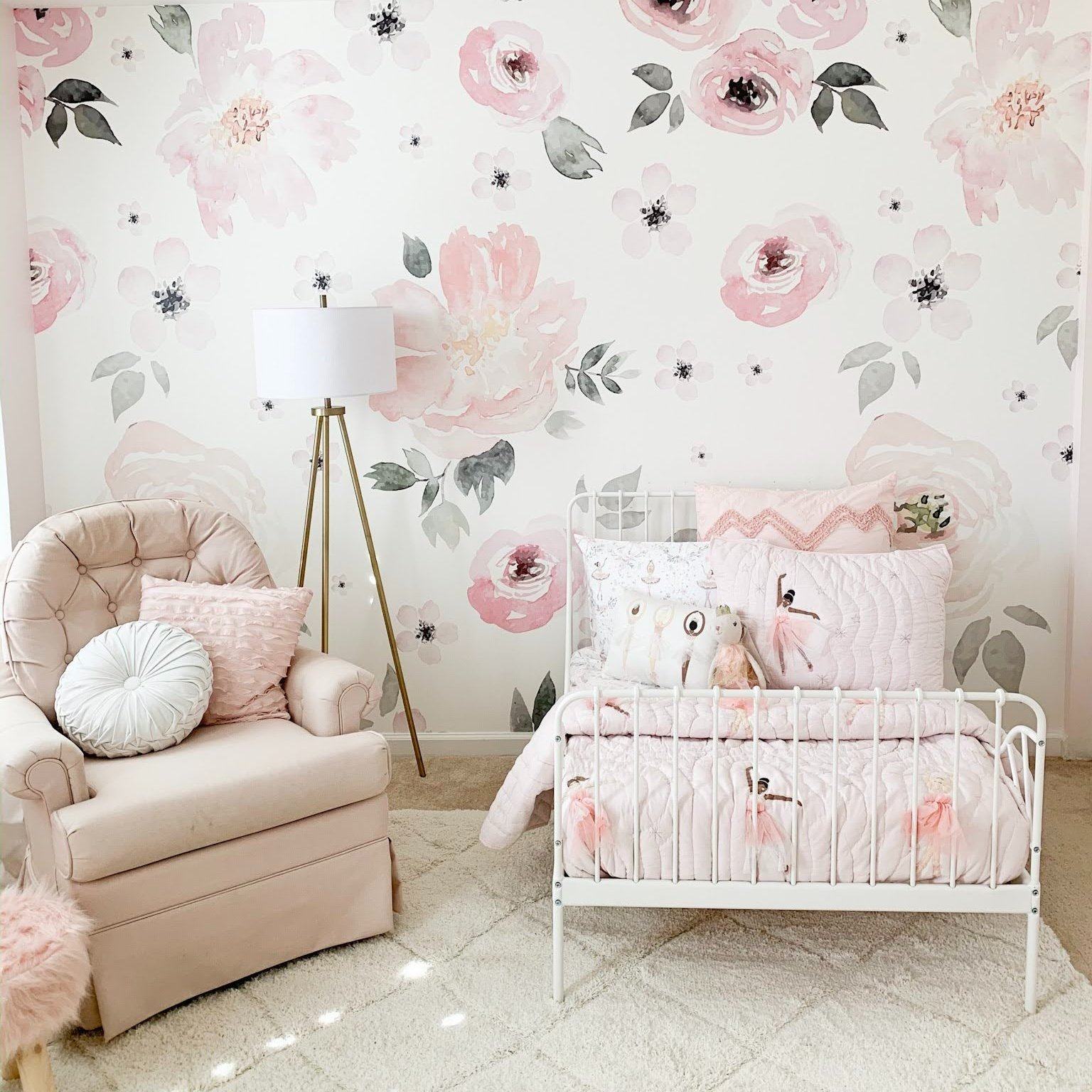 Jolie Wallpaper Mural - Pink Floral Wallpaper - Project Nursery