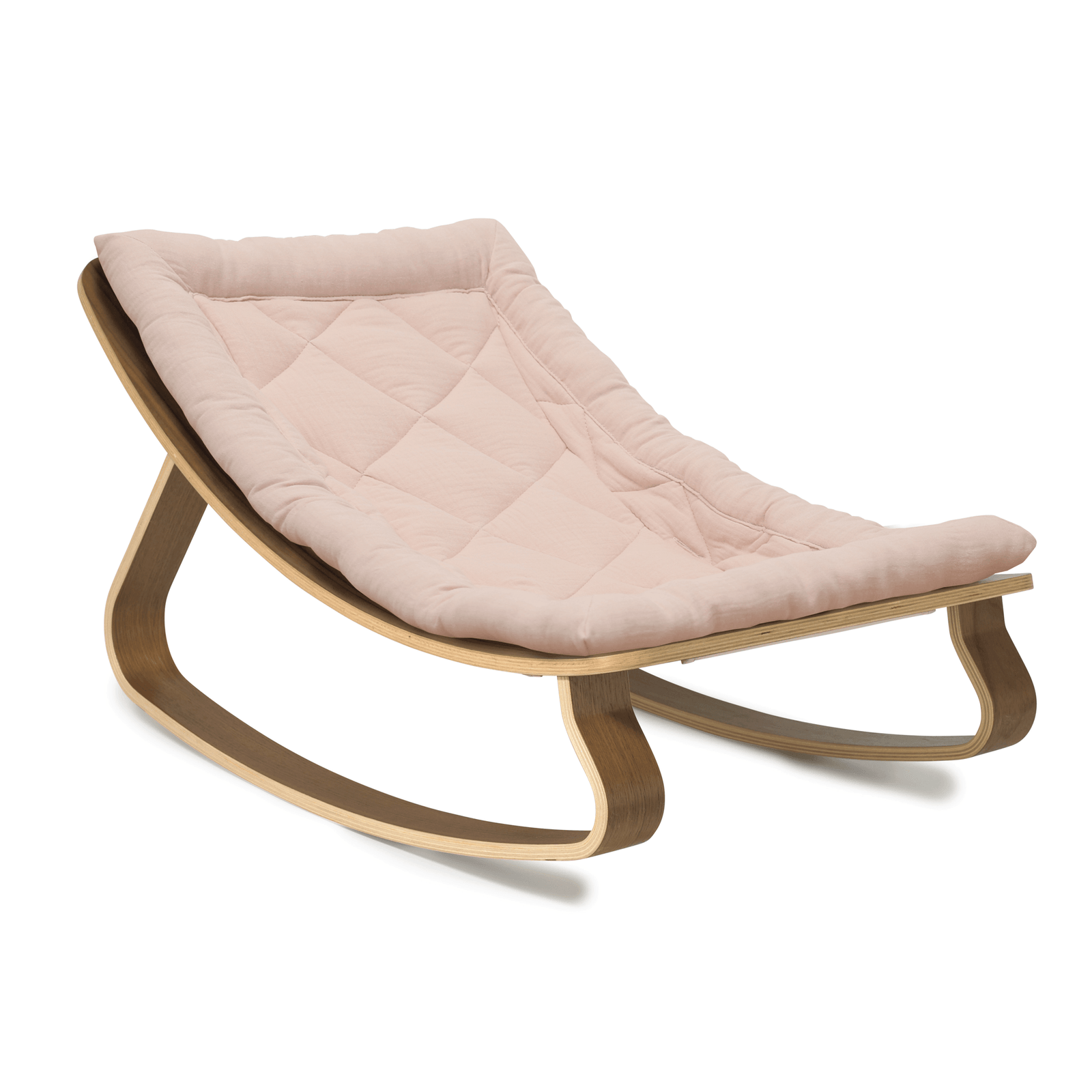 Charlie Crane LEVO Baby Rocker - Walnut with Nude Pink - Project Nursery