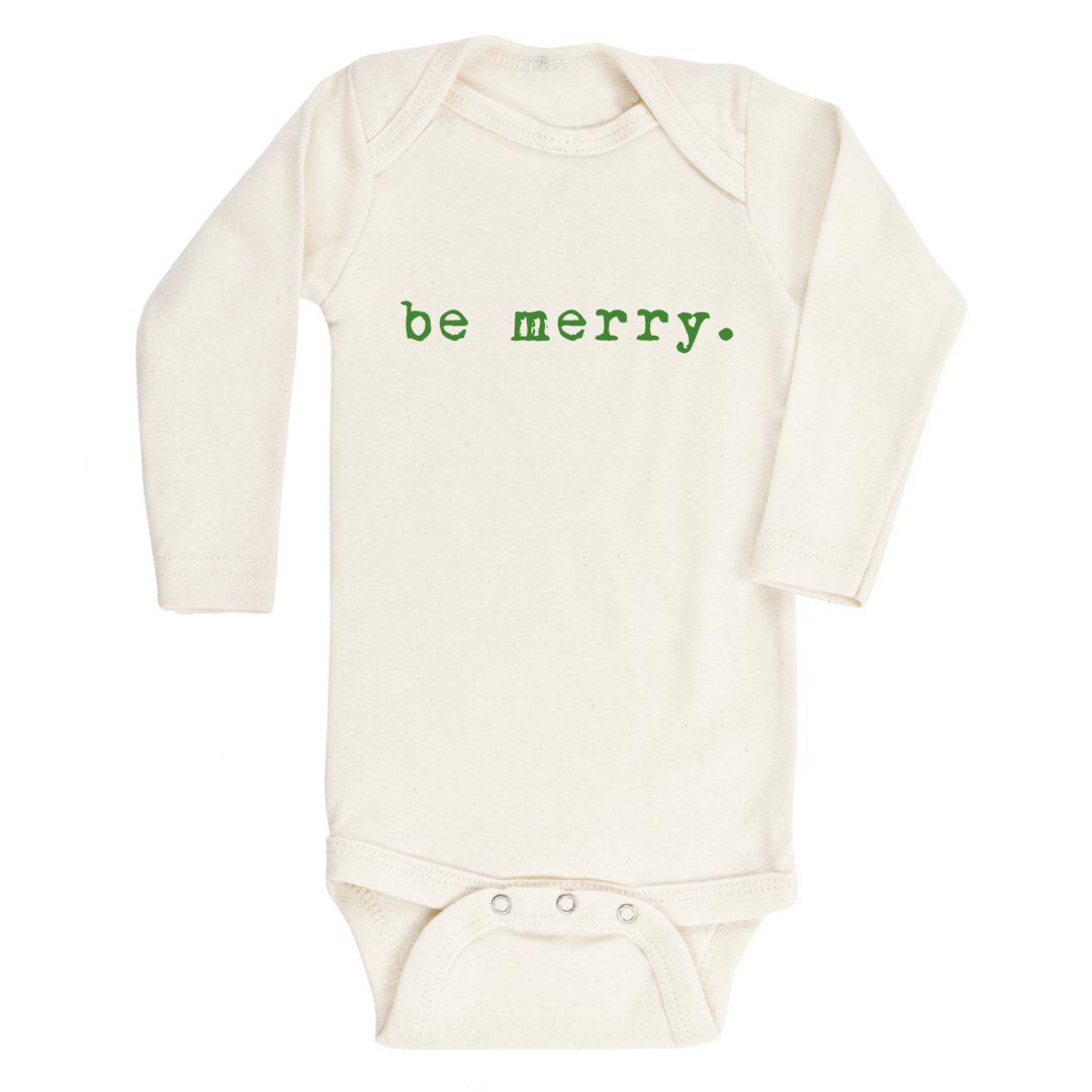 Be Merry Longsleeve Organic Bodysuit - Green - Project Nursery