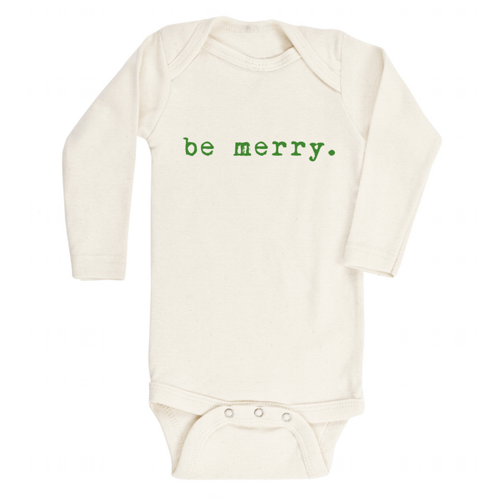 Be Merry Longsleeve Organic Bodysuit - Green - Project Nursery