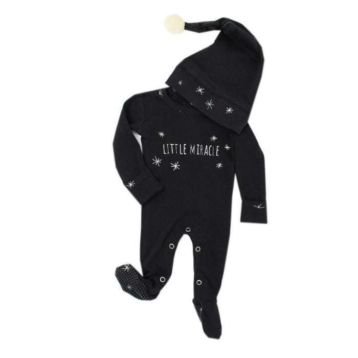 Organic Holiday Overall & Cap Set - Silver Miracle - Project Nursery
