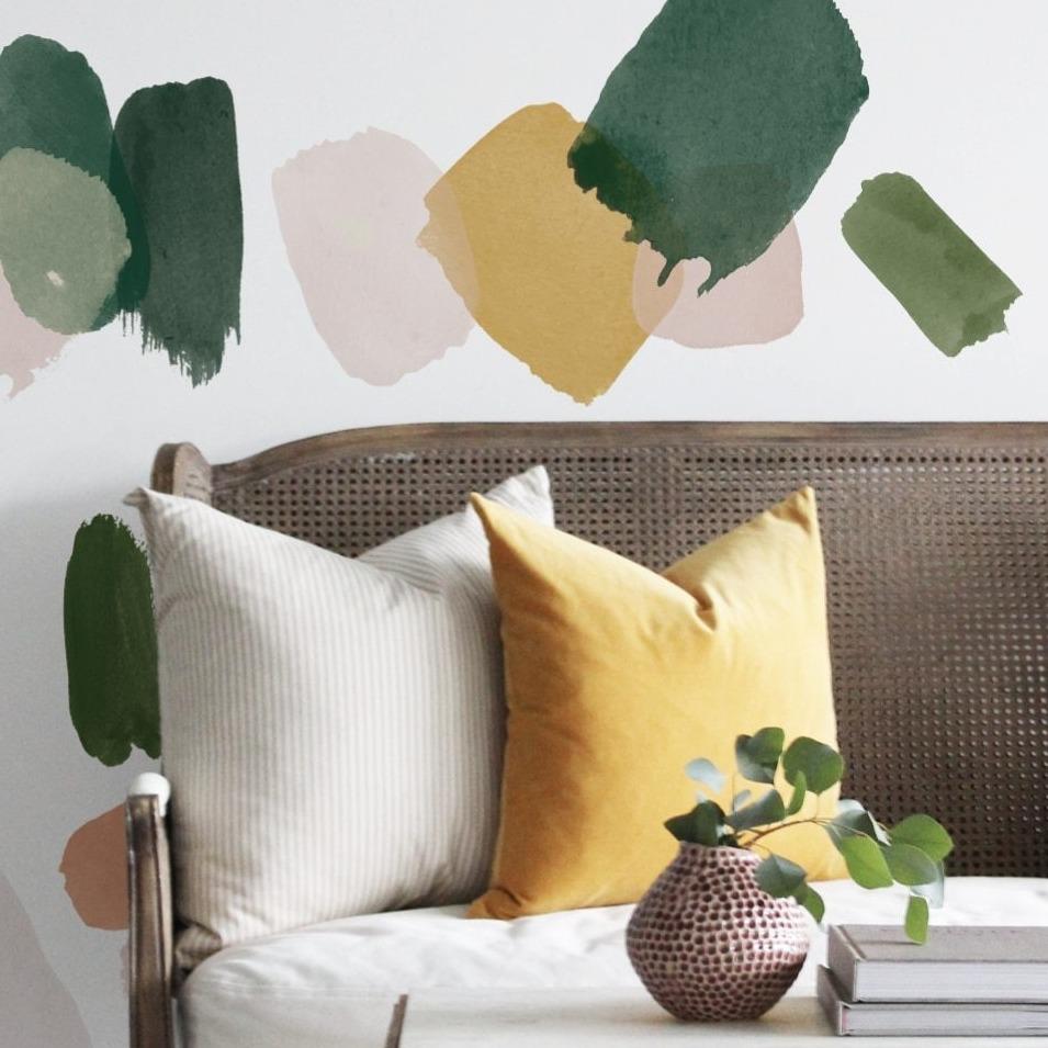 Large Emerald Brushstroke Wall Decals