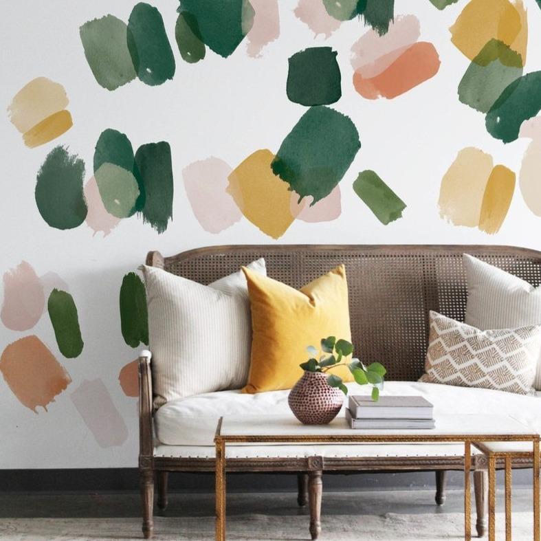 Large Emerald Brushstroke Wall Decals