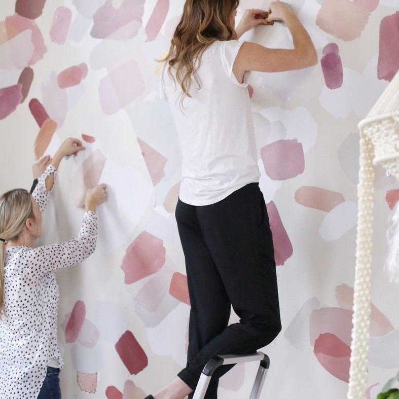Large Pink Brushstroke Wall Decals