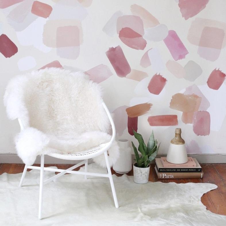 Large Pink Brushstroke Wall Decals