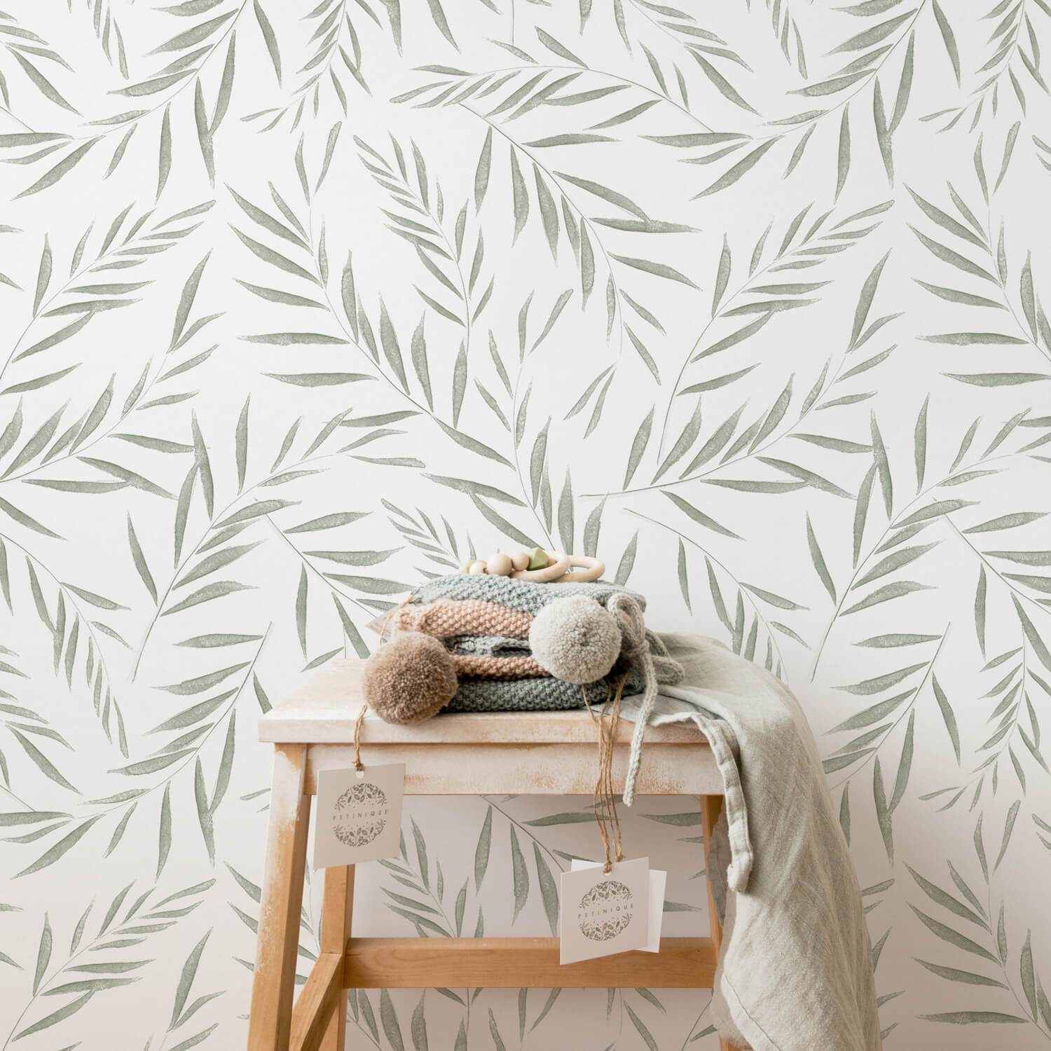 Light Green Botanical Foliage Nursery Wallpaper - Project Nursery
