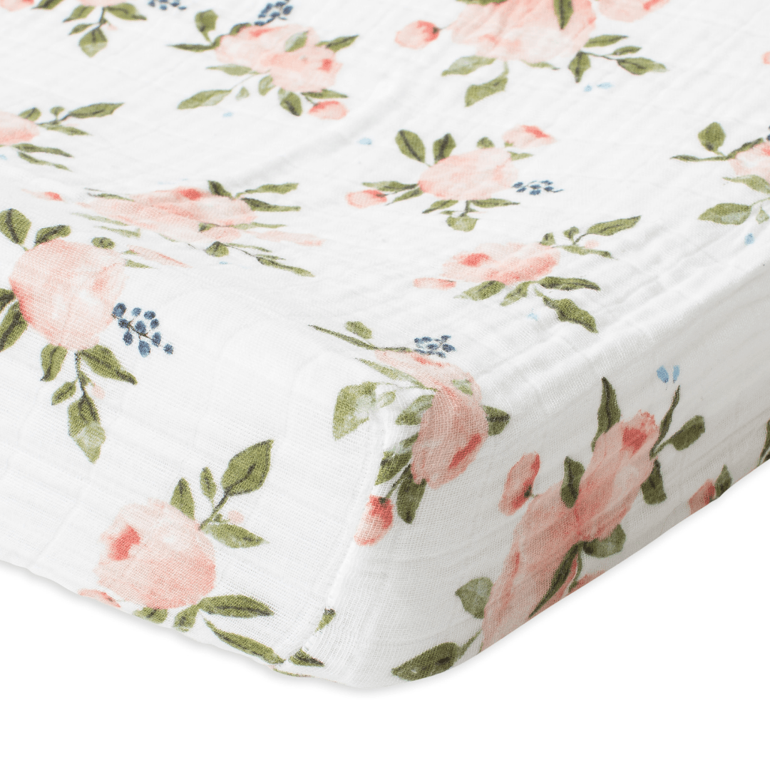 Watercolor Roses Cotton Muslin Changing Pad Cover – Project Nursery