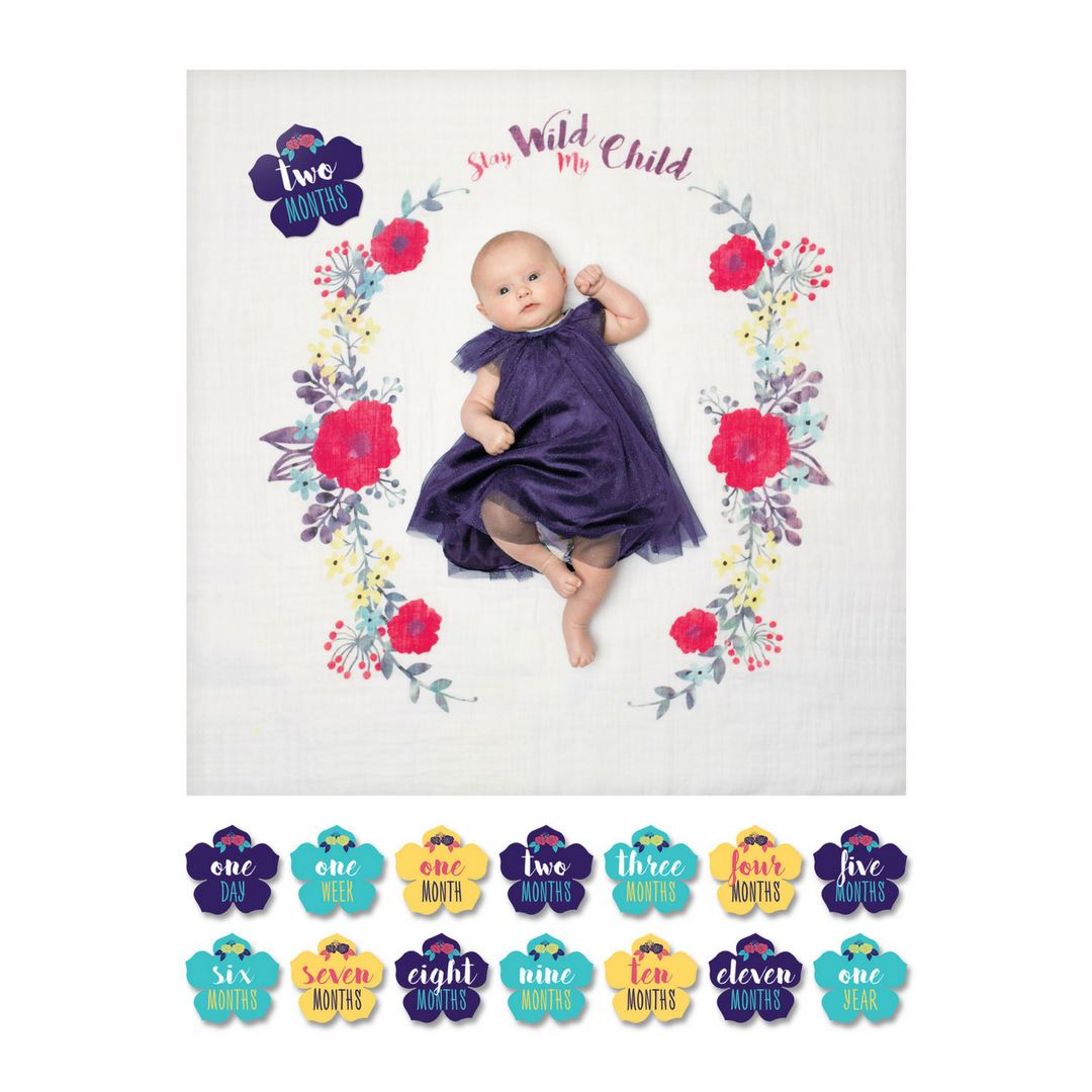 Stay Wild My Child Milestone Blanket + Card Set - Project Nursery