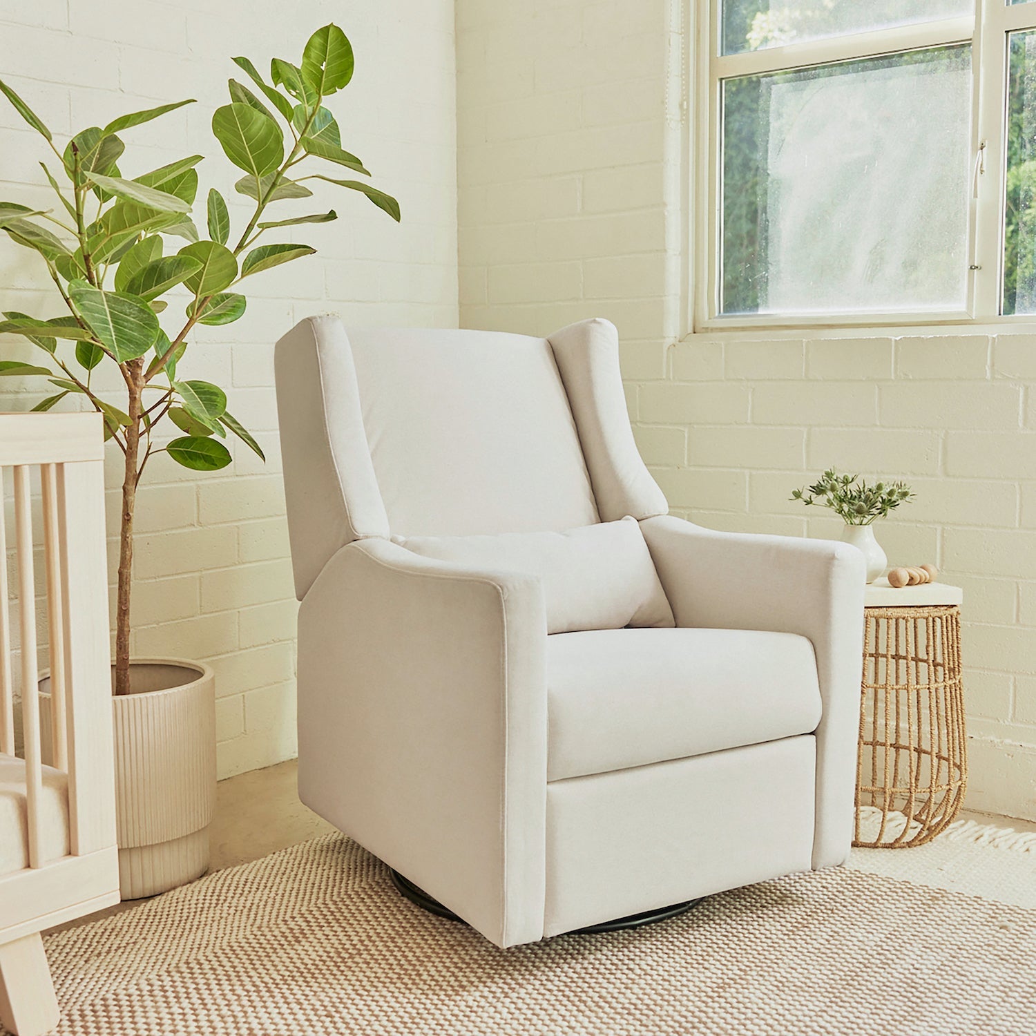 Kiwi Electronic Recliner + Swivel Glider in Eco-Performance Fabric with USB Port - Cream - Project Nursery