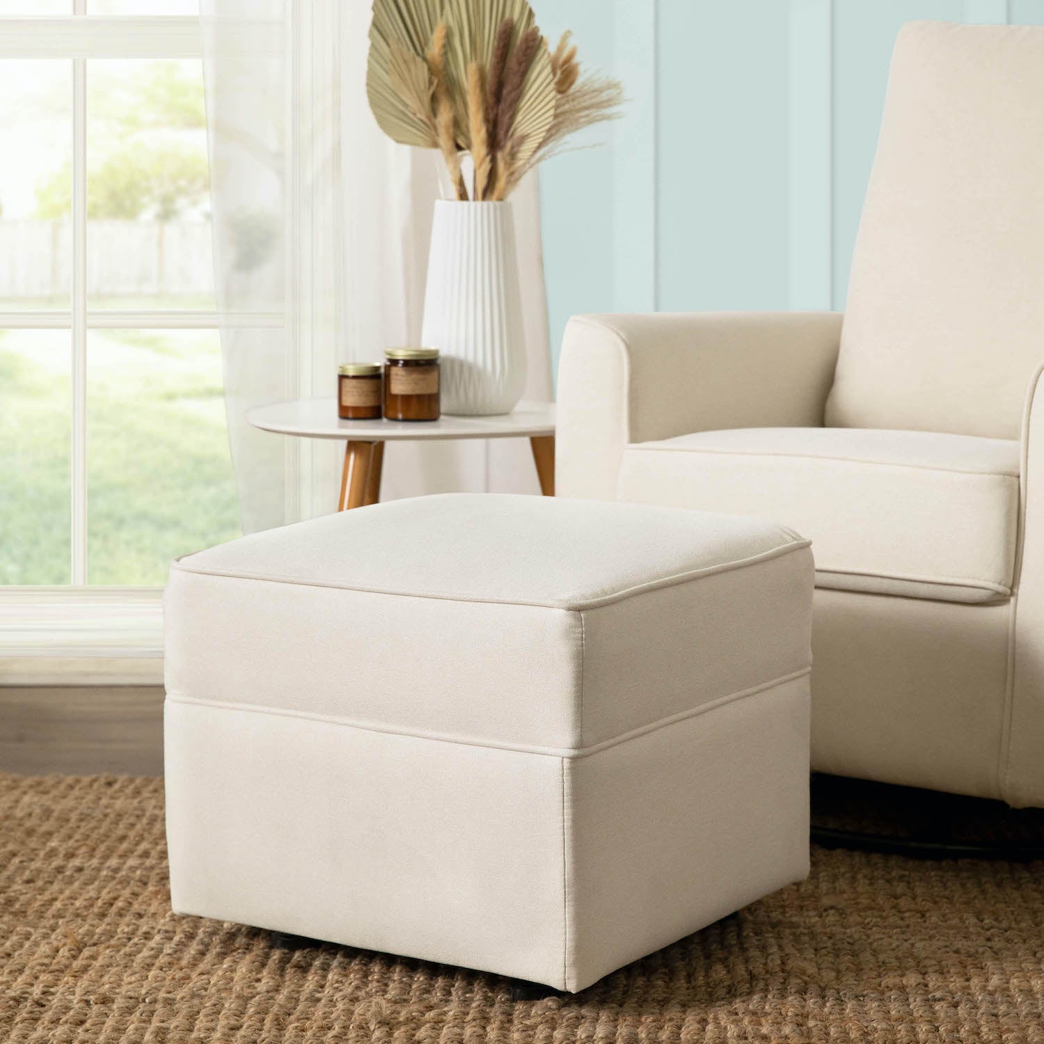 Willa-Alden Gliding Ottoman in Eco-Performance Fabric - Cream - Project Nursery