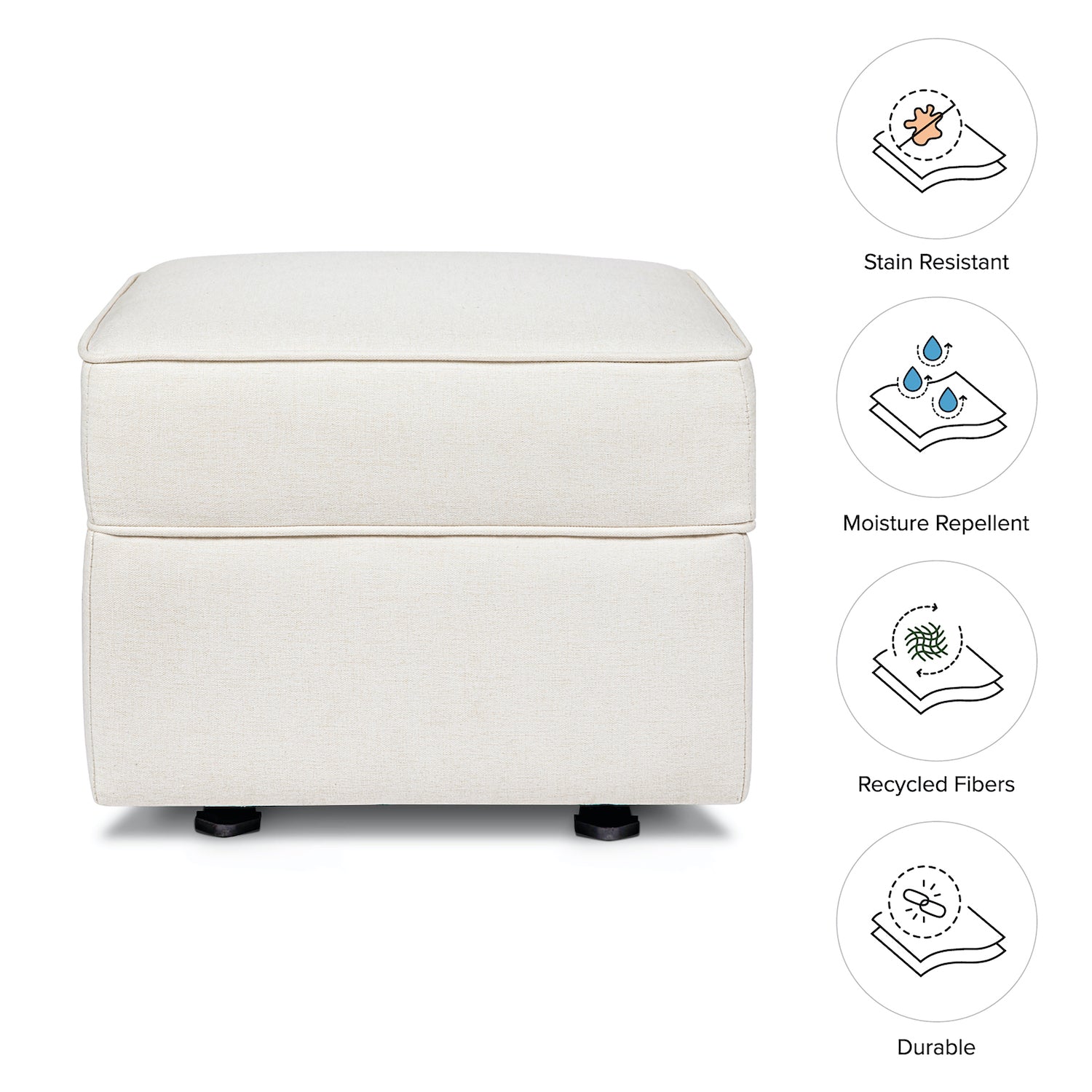 Willa-Alden Gliding Ottoman in Eco-Performance Fabric - Cream - Project Nursery