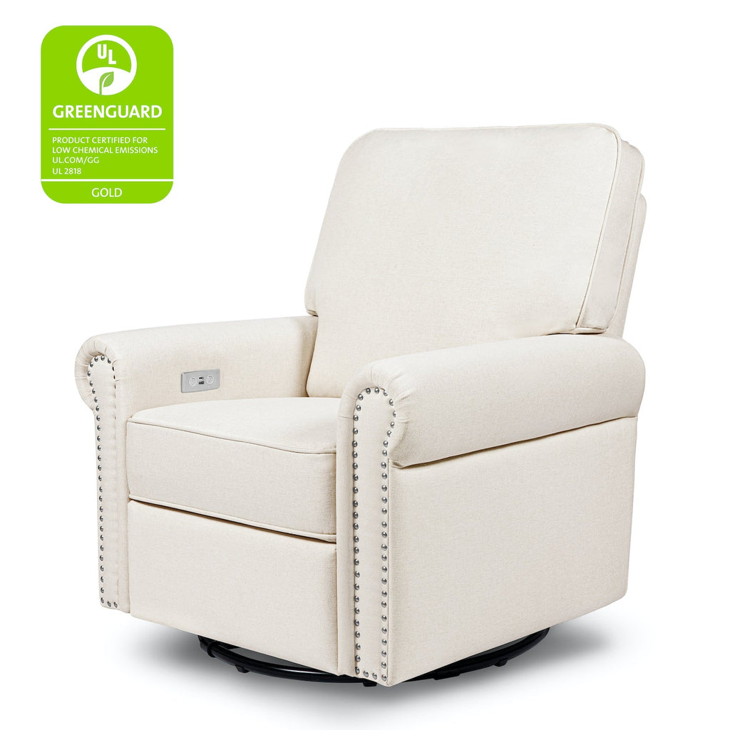 Linden Electronic Recliner + Swivel Glider in Eco-Performance Fabric with USB Port - Cream - Project Nursery