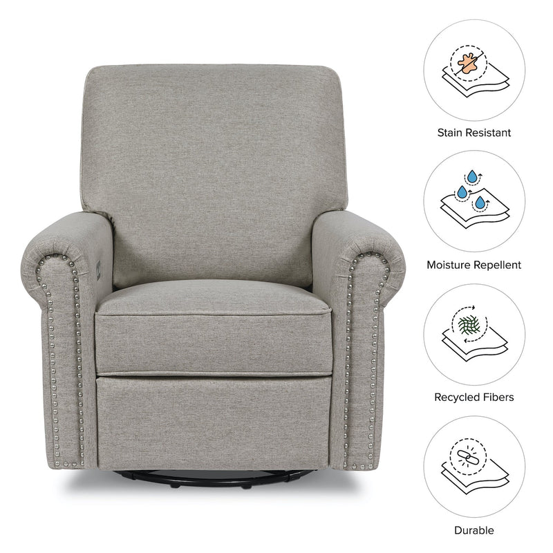 Linden Electronic Recliner + Swivel Glider in Eco-Performance Fabric with USB Port - Grey - Project Nursery